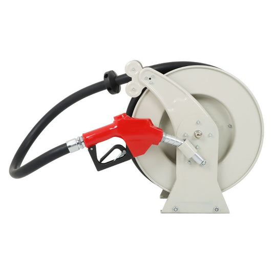 findmall 1 Inch x 33 Ft Diesel Fuel Hose Reel with Fuel Nozzle Heavy Duty Steel Retractable Hose Reel