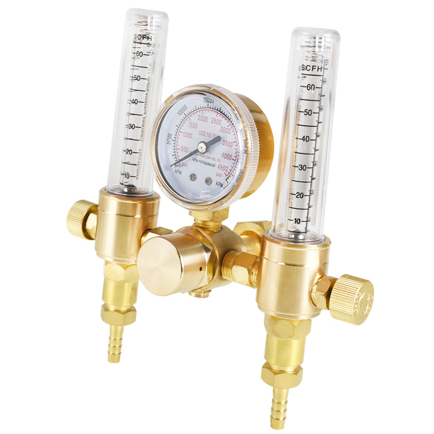 findmall Dual Output Argon MIG TIG Flow Meter Regulator 0-60CFH Output Flow CGA580 Inlet Connection 5/8Inch UNF-18RH Outlet