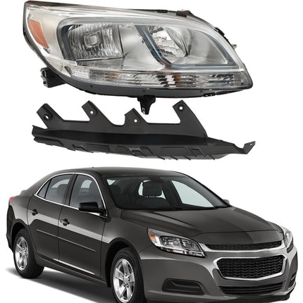Findmall Passenger Side Headlights Assembly Halogen Replacement for Malibu LS 2013-2015 Replacement for Malibu Limited LS 2016 Housing Chrome Lamp RH 1PC GM2503363