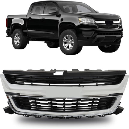 Findmall Black and Chrome Front Upper Bumper Grille Replacement for Colorado 2015-2020