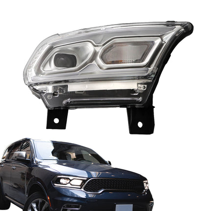 Findmall Passenger Side Headlights Assembly Replacement for Durango 2021-2023 Housing Chrome with Halogen Turn Signal Lamp RH 1PC 68433776AF