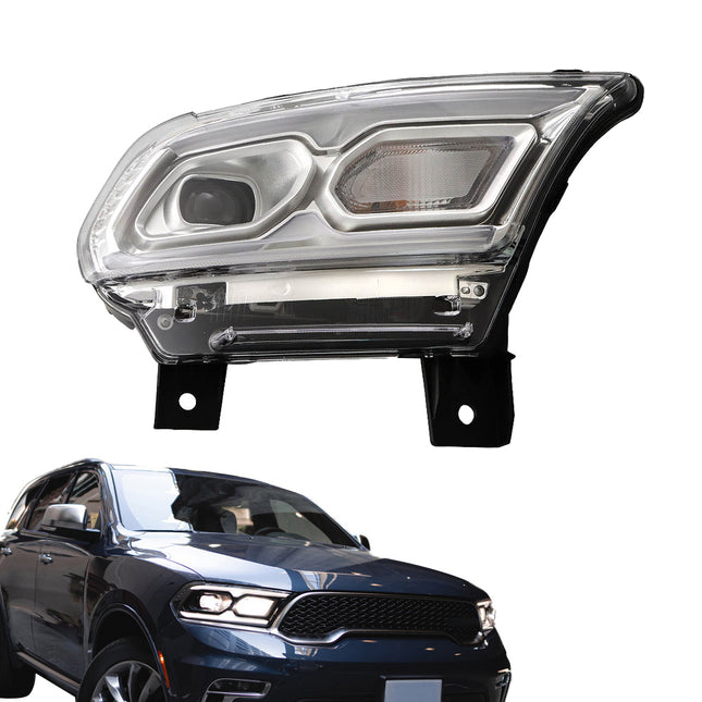 Findmall Passenger Side Headlights Assembly Replacement for Durango 2021-2023 Housing Chrome with Halogen Turn Signal Lamp RH 1PC 68433776AF