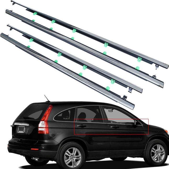 Findmall Chrome & Black Outer Window Weatherstrip Kit for 2007-2011 Honda CR-V, 4-Piece