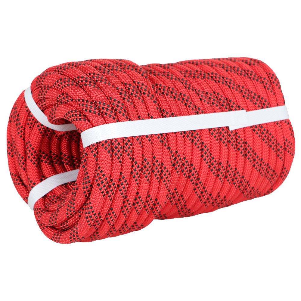 findmall 3/8 Inch 100 Feet Braided Polyester Rope Tree Work Rope Rigging Rope for Outdoor Swing Camping 3250 LBS Red Black