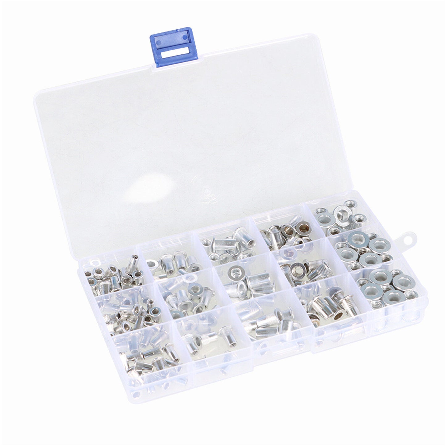 findmall 150Pcs Rivet Nuts Kit SAE (6-32, 8-32, 10-24, 10-32, 1/4-20) Aluminum Flat Head Threaded Rivet Nut Insert Nutsert Rivet Nuts Assortment Kit