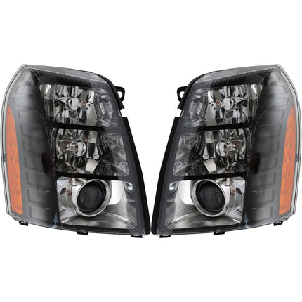 Findmall Driver Side and Passenger Side Headlights Assembly HID Replacement for Escalade 2007-2014 Black Bezel Lamp LH RH 2PCS GM2505142