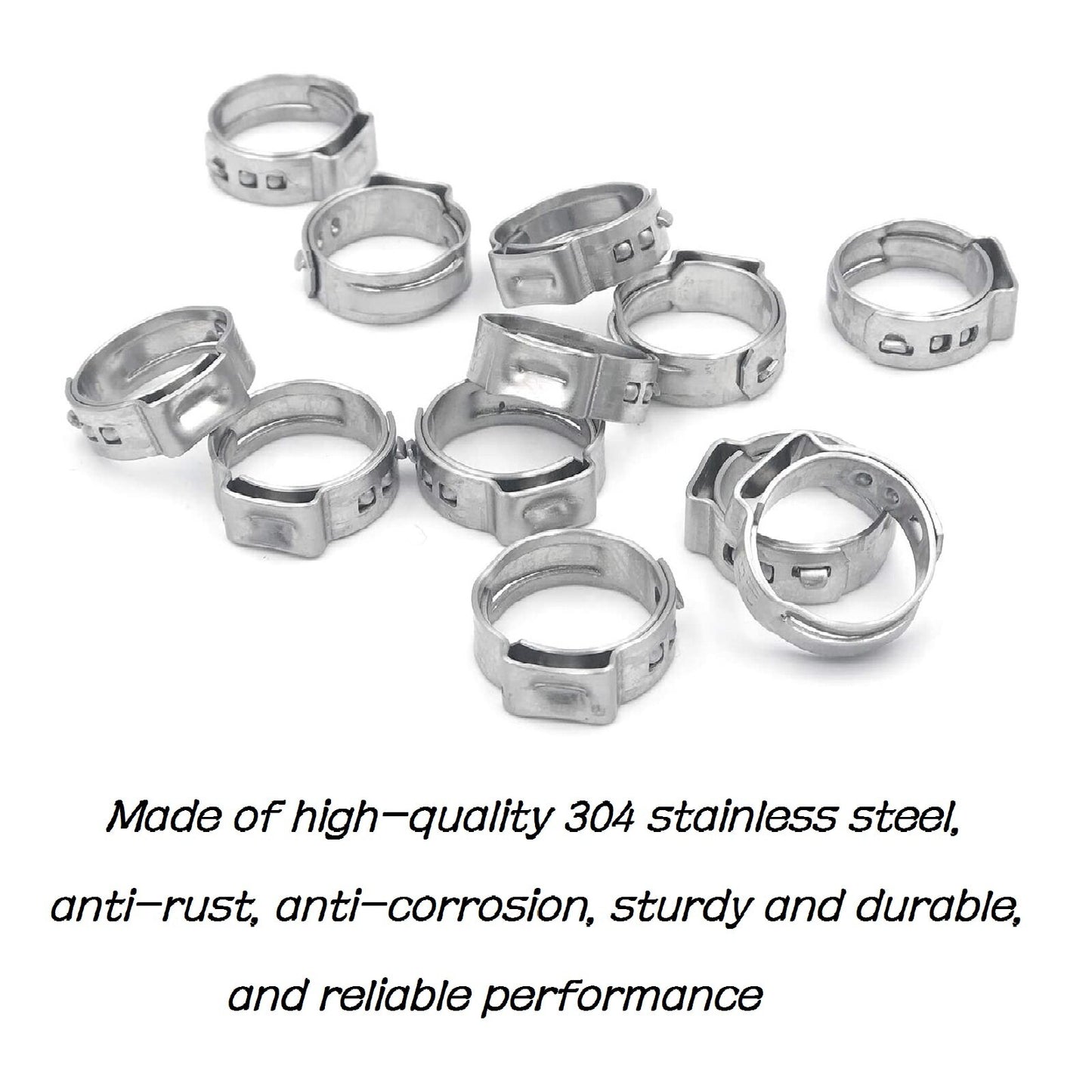 50pcs 1 Inch Stainless Steel Clamp Cinch Ring Crimp Pinch Fitting Tubing 25.4-28.5mm