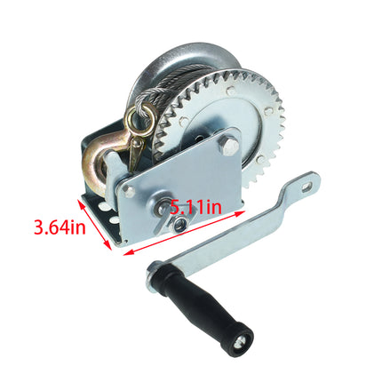 Findmall Boat Trailer Hand Winch with Steel Cable, Heavy Duty Manual Crank Gear Winch with Hook, High Carbon Steel Trailer Winch for Boat, Truck & ATV