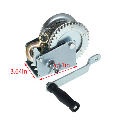 findmall Heavy Duty Crank Winch 1500lbs Winch Hand Winch Gear Winch W/32FT Wire Rope