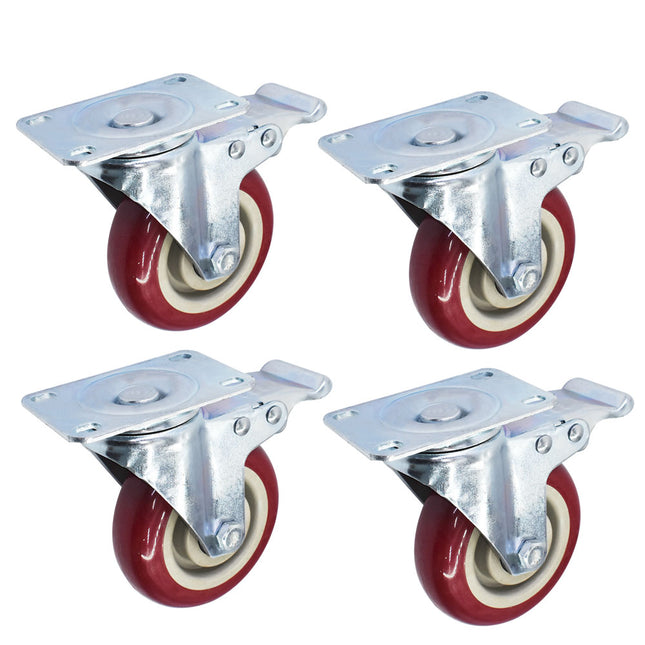 findmall 4" Heavy Duty Caster Wheels (4 Pack) with Safety Brake – 360° Swivel, Quiet & Secure Locking Casters for Furniture and Equipment