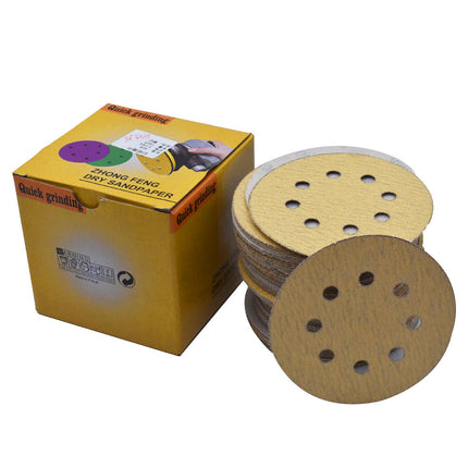 findmall 5" 8-Hole Sanding Discs (100 Pack) – Hook & Loop Orbital Sandpaper with 60–220 Assorted Grits for Smooth Finishing