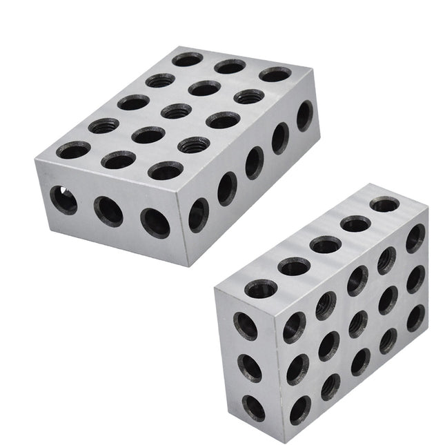 findmall Precision 2-4-6 Blocks Matched Pair, 23 Holes, Hardened & Ground Steel Machinist Setup Blocks, 2" x 4" x 6"