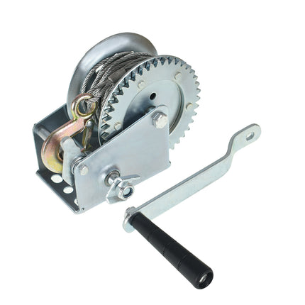Findmall Boat Trailer Hand Winch with Steel Cable, Heavy Duty Manual Crank Gear Winch with Hook, High Carbon Steel Trailer Winch for Boat, Truck & ATV