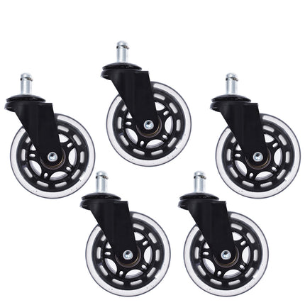 findmall Heavy Duty 3" Swivel Caster Wheels (5 Pack) with 7/16" Stem – Smooth & Quiet 360° Rolling for Furniture, Floor, Carpet & Tile (Black)