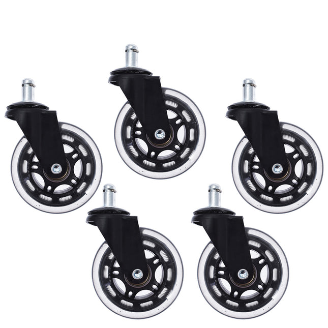 findmall Heavy Duty 3" Swivel Caster Wheels (5 Pack) with 7/16" Stem – Smooth & Quiet 360° Rolling for Furniture, Floor, Carpet & Tile (Black)