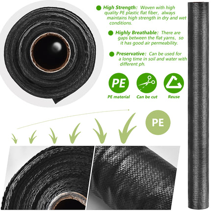 Findmall 90g PE Weed Barrier Landscape Fabric Roll, Heavy Duty Woven Ground Cover Weed Block Cloth for Garden Landscaping Flower Bed Driveway