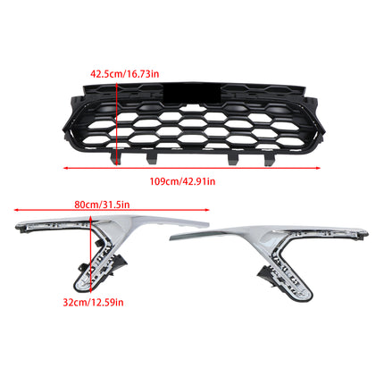 Findmall Front Bumper Center Mesh Grille and Chrome Trim Cover Kit Replacement for Trax 2023-2024
