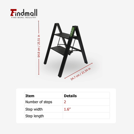 findmall Aluminum Folding Step Ladder – Lightweight Step Stool with Wide Anti-Slip Pedal, 330lb Capacity for Home, Kitchen & Office