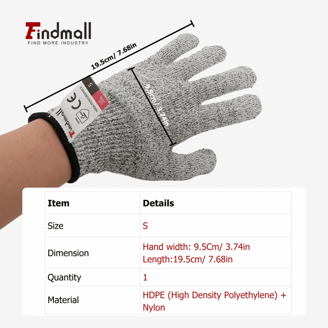 findmall Level 5 Cut Resistant Gloves– Food Grade Safety Gloves for Kitchen, Oyster Shucking, Mandoline Slicer & Meat Cutting