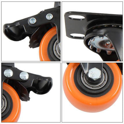 Findmall 8 Pack 2 Inch Swivel Caster Wheels with Total Lock Brake, Plate Mount, Polyurethane (PU) Casters for Furniture, Carts & Workbenches, Orange