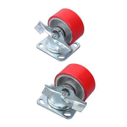 Findmall 4 Pack 4" Polyurethane on Iron Core Rigid & Swivel Caster Wheels with Brake, Top Plate Mount Heavy Duty Casters for Workbenches, Toolboxes & Equipment
