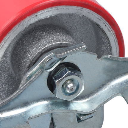 Findmall 4 Pack 4" Polyurethane on Iron Core Rigid & Swivel Caster Wheels with Brake, Top Plate Mount Heavy Duty Casters for Workbenches, Toolboxes & Equipment