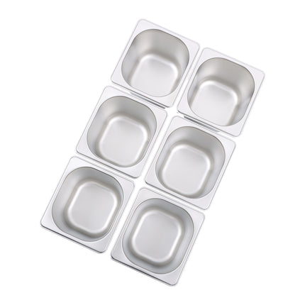 Findmall Stainless Steel Hotel Pans with Lids, 1/6 Size, 6" Deep, 7 × 6.5 × 6 Inches, for Steam Tables, Restaurants, Catering & Food Storage