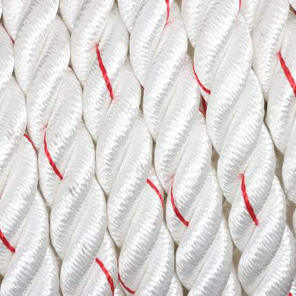Findmall 3 Strand Polyester Braided Rope, 120FT High Strength Utility Rope, White & Red Multi Purpose Rope for Lifting, Hoisting, Tying & Outdoor Use