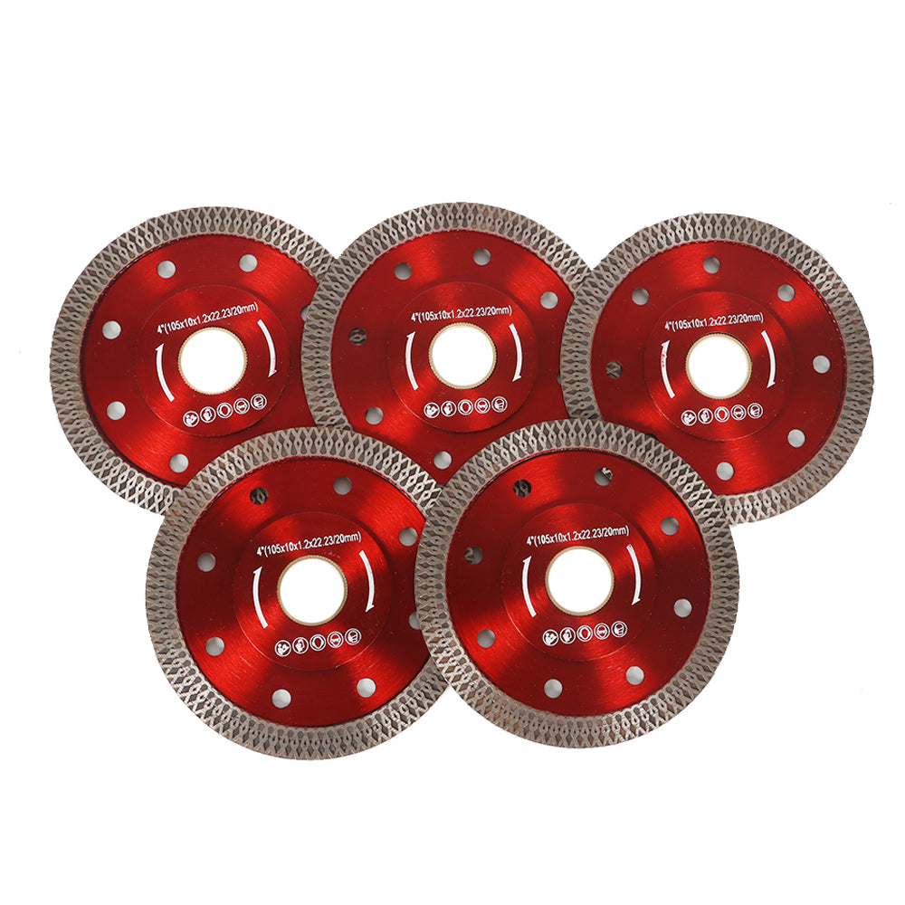 findmall 5Pcs 4 Inch Super Thin Dry Wet Diamond Porcelain Saw Blades Ceramic Cutting Disc Wheels for Cutting Ceramic Tile Porcelain Granite Marbles