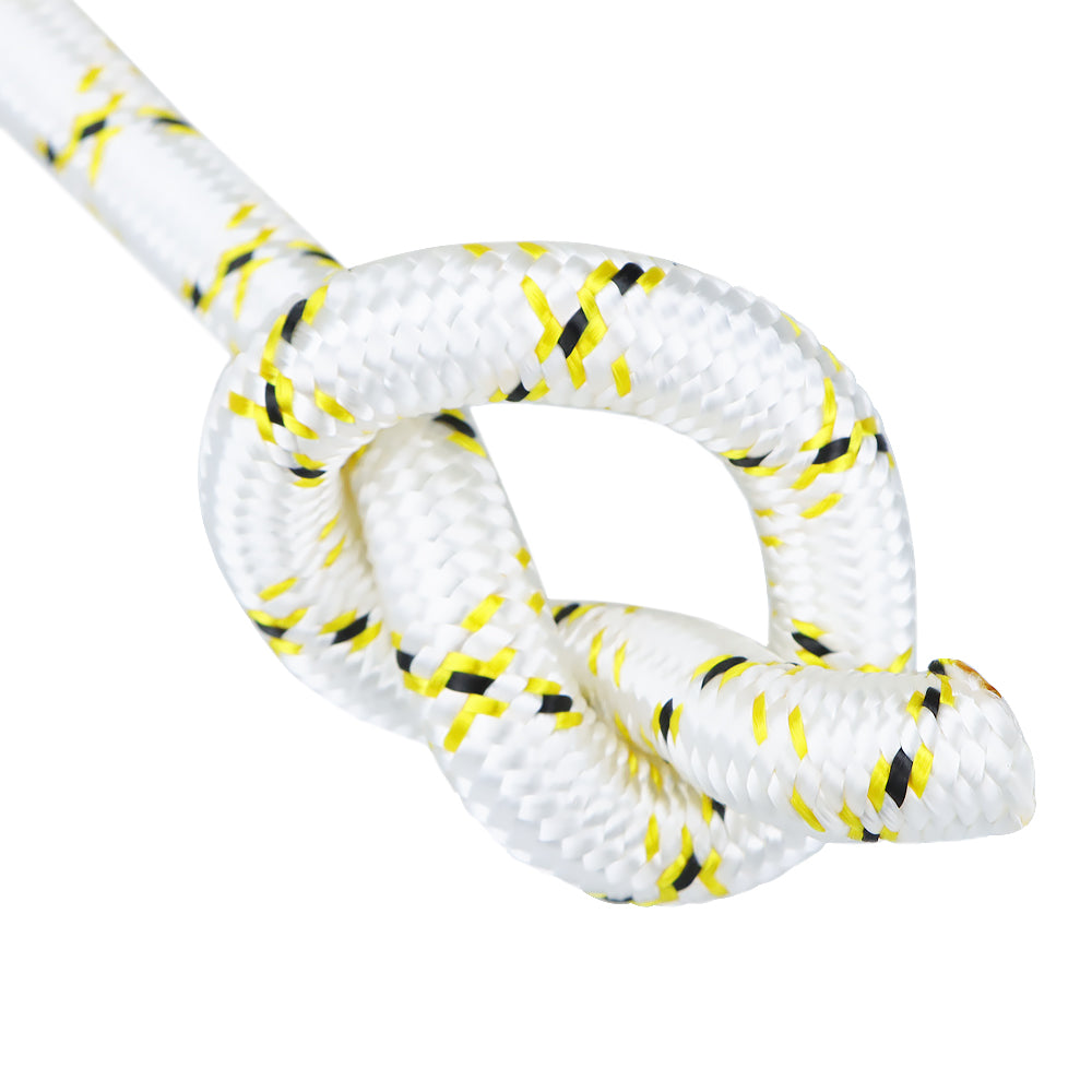 findmall 3/4 Inch 150 Feet 24 Strands Braided Rope Tree Felling Rope High Strength Polyester Rope for Swing Camping Bundling White Yellow Black