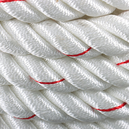 Findmall 3 Strand Polyester Braided Rope, 120FT High Strength Utility Rope, White & Red Multi Purpose Rope for Lifting, Hoisting, Tying & Outdoor Use