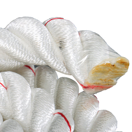 Findmall 3 Strand Polyester Braided Rope, 120FT High Strength Utility Rope, White & Red Multi Purpose Rope for Lifting, Hoisting, Tying & Outdoor Use