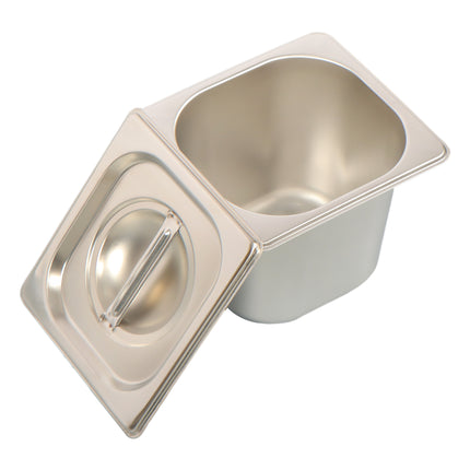 Findmall Stainless Steel Hotel Pans with Lids, 1/6 Size, 6" Deep, 7 × 6.5 × 6 Inches, for Steam Tables, Restaurants, Catering & Food Storage