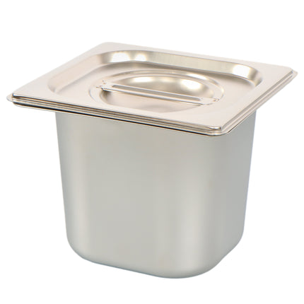 Findmall Stainless Steel Hotel Pans with Lids, 1/6 Size, 6" Deep, 7 × 6.5 × 6 Inches, for Steam Tables, Restaurants, Catering & Food Storage