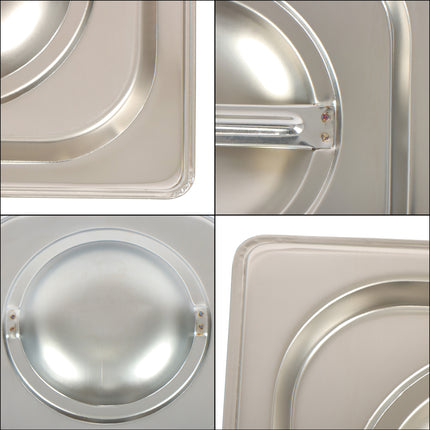 Findmall Stainless Steel Hotel Pans with Lids, 1/6 Size, 6" Deep, 7 × 6.5 × 6 Inches, for Steam Tables, Restaurants, Catering & Food Storage