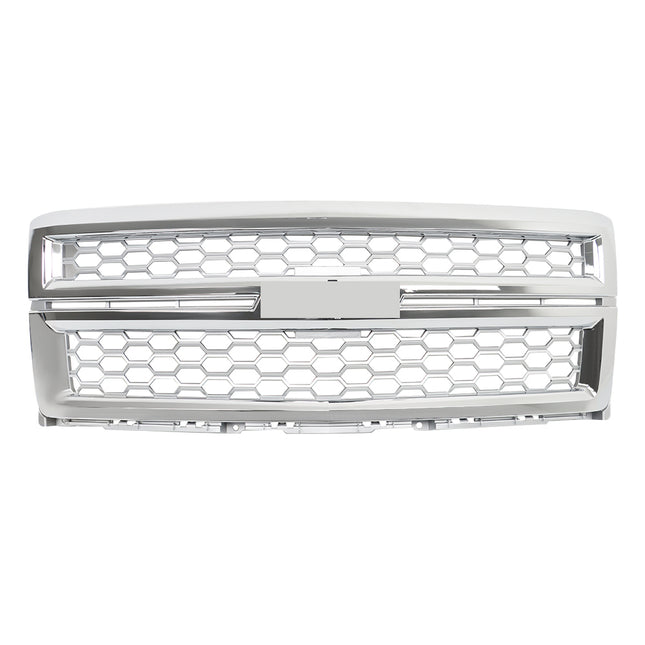 Findmall Chrome Front Upper Bumper Grille Replacement for Silverado 1500 2014-2015 GM1200712C