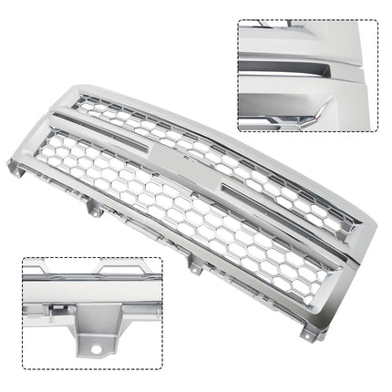 Findmall Chrome Front Upper Bumper Grille Replacement for Silverado 1500 2014-2015 GM1200712C