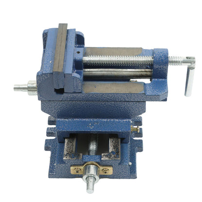 4 Inch Cross Slide Drill Press Vise Heavy Duty Benchtop Compound Cross Slide Vise Drill Press X-Y Compound Vise Fit for Milling Machine and other Mechanical Equipment - Blue