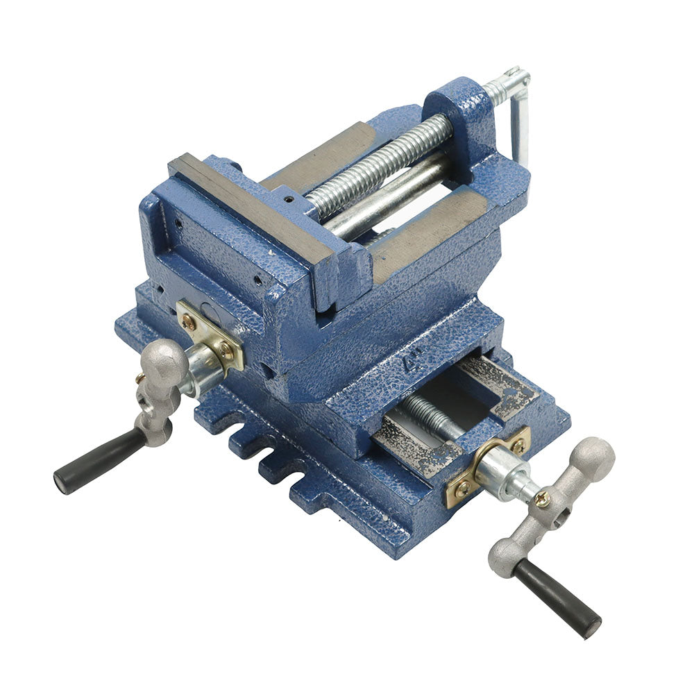 4 Inch Cross Slide Drill Press Vise Heavy Duty Benchtop Compound Cross Slide Vise Drill Press X-Y Compound Vise Fit for Milling Machine and other Mechanical Equipment - Blue