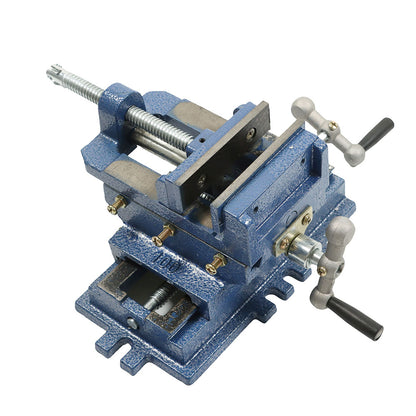 4 Inch Cross Slide Drill Press Vise Heavy Duty Benchtop Compound Cross Slide Vise Drill Press X-Y Compound Vise Fit for Milling Machine and other Mechanical Equipment - Blue