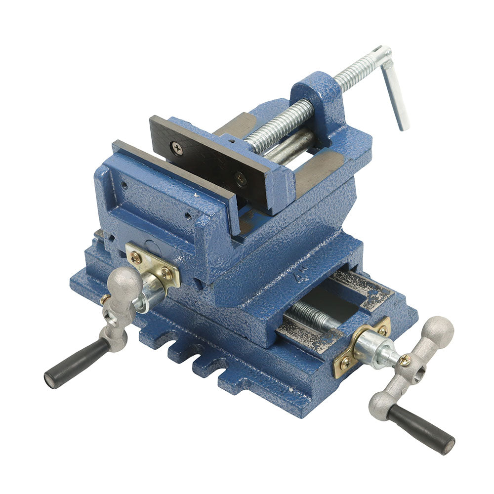 4 Inch Cross Slide Drill Press Vise Heavy Duty Benchtop Compound Cross Slide Vise Drill Press X-Y Compound Vise Fit for Milling Machine and other Mechanical Equipment - Blue