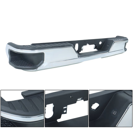 Findmall Chrome Rear Step Bumper for 2020-2025 Chevrolet Silverado and GMC Sierra 2500/3500 HD, Without Sensor Holes, GM1103215