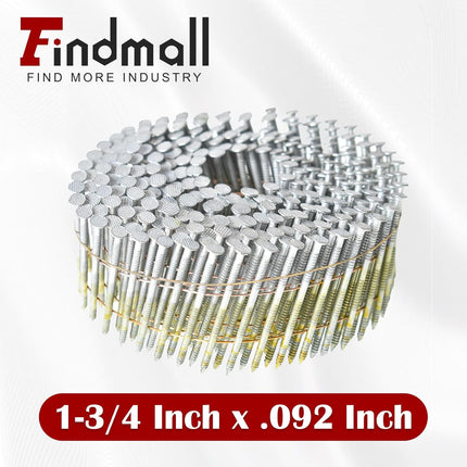 findmall 3600PCS 15° Wire Coil Roofing Nails Ring Shank Hot Dipped Galvanized 0.092"