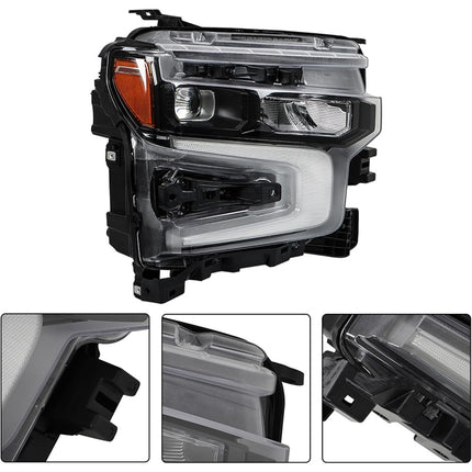 Findmall Passenger Side Headlights Assembly with DRL Replacement for Silverado 1500 ZR2 2022-2024 Housing Black Lamp RH 1PC 85594438
