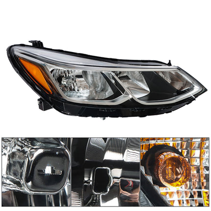 Findmall Passenger Side Headlights Assembly Halogen w/o DRL Replacement for Cruze 2016-2019 Housing Chrome Lamp RH 1PC