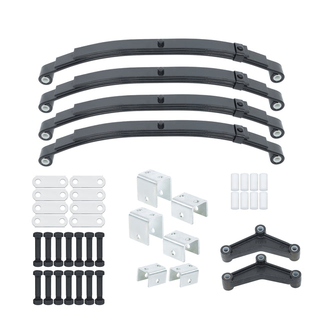 Findmall 4-Spring 3-Leaf Double-Eye Trailer Suspension Kit, 2,000 lb per Spring with Equalizers and Hangers