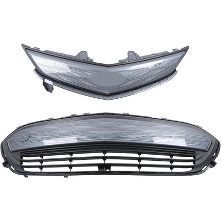 Findmall 2-Piece Glossy Gray Front Upper and Lower Grille Molding Trim Set Replacement for Bolt EV 2017-2021 42576622 42729655