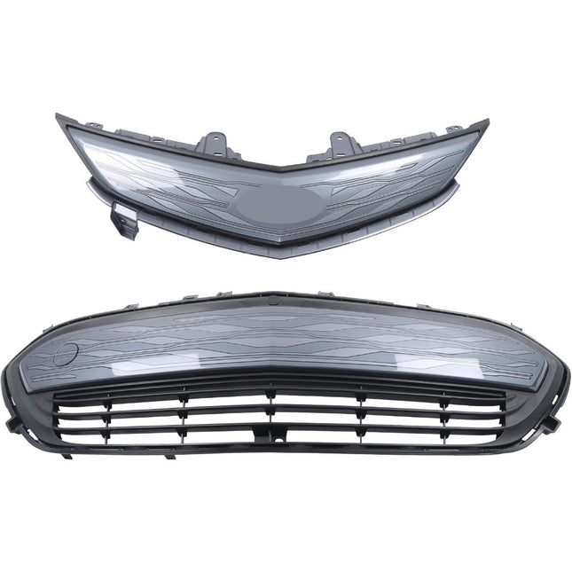 Findmall 2-Piece Glossy Gray Front Upper and Lower Grille Molding Trim Set Replacement for Bolt EV 2017-2021 42576622 42729655