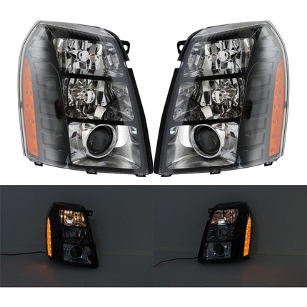Findmall Driver Side and Passenger Side Headlights Assembly HID Replacement for Escalade 2007-2014 Black Bezel Lamp LH RH 2PCS GM2505142