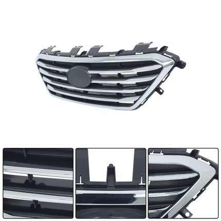 Findmall Front Bumper Grille Chrome Black Replacement for Sonata 2015 2016 HY1200174 000835056